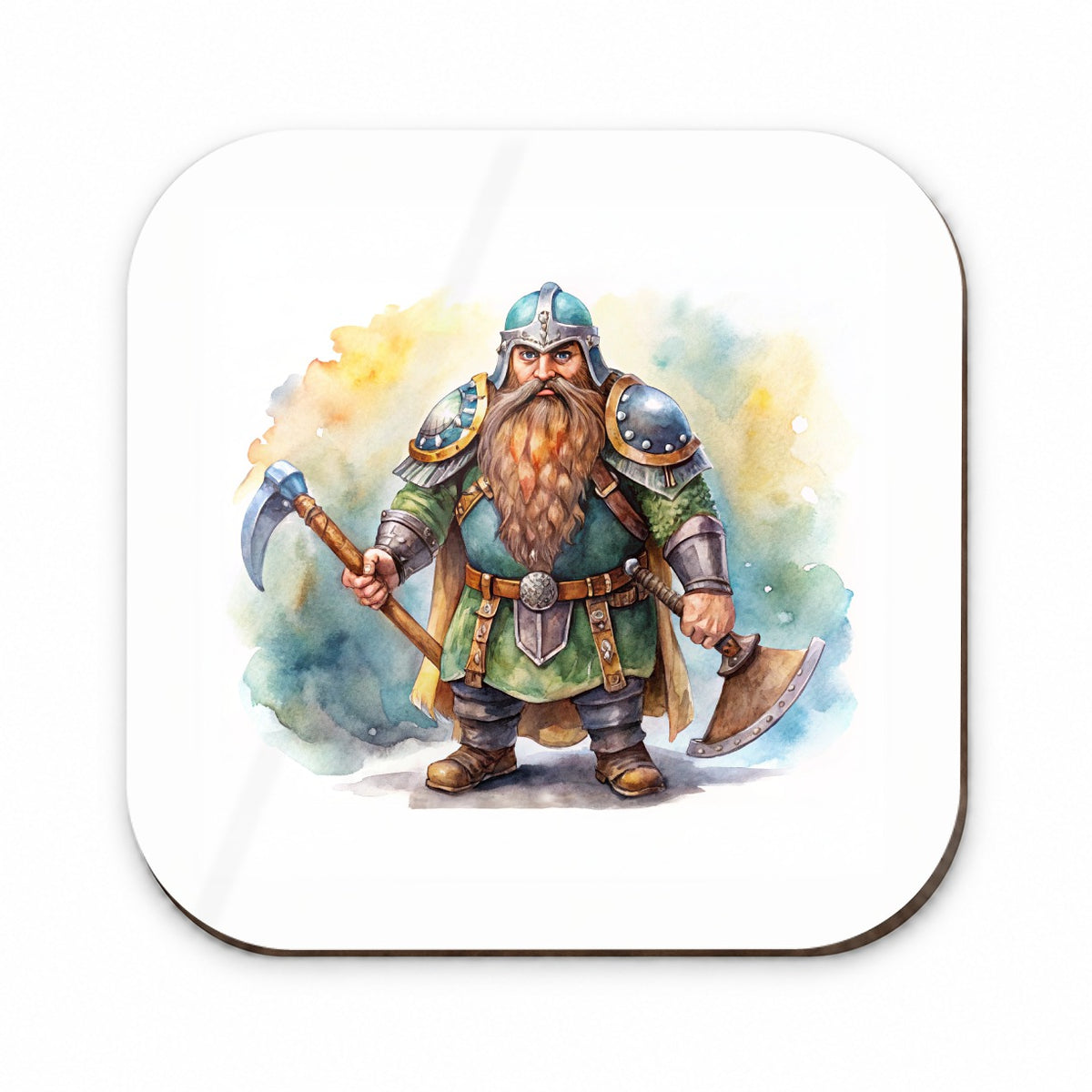 Fantasy Dwarf Fighter Warrior Tank Watercolor Fridge Magnet