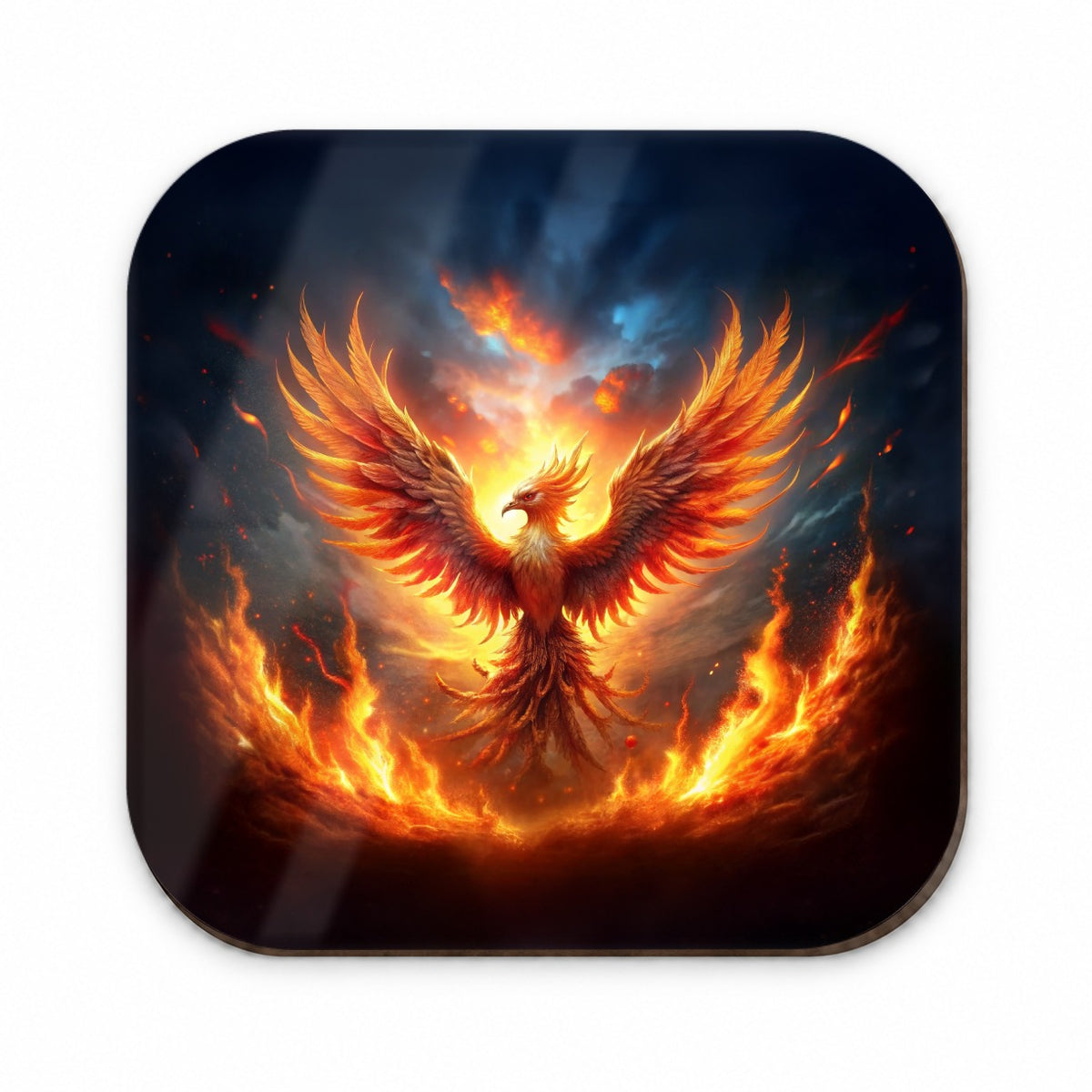 Flaming Phoenix Rising From Ashes Fantasy Bird Fridge Magnet