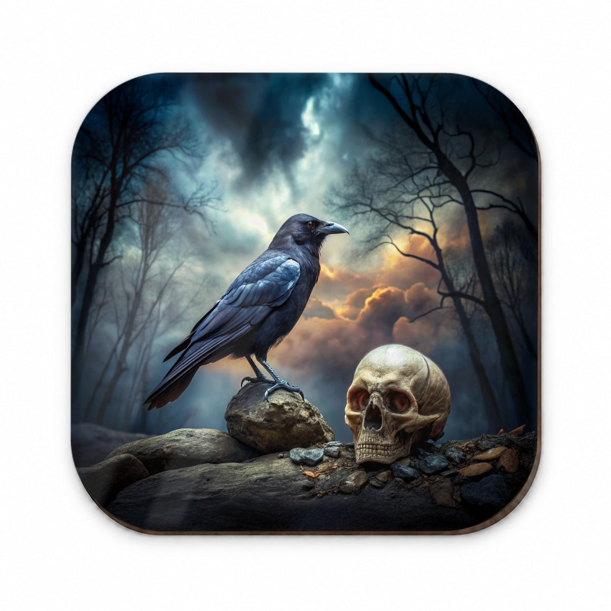 Gothic Raven Death Skull Halloween Fridge Magnet