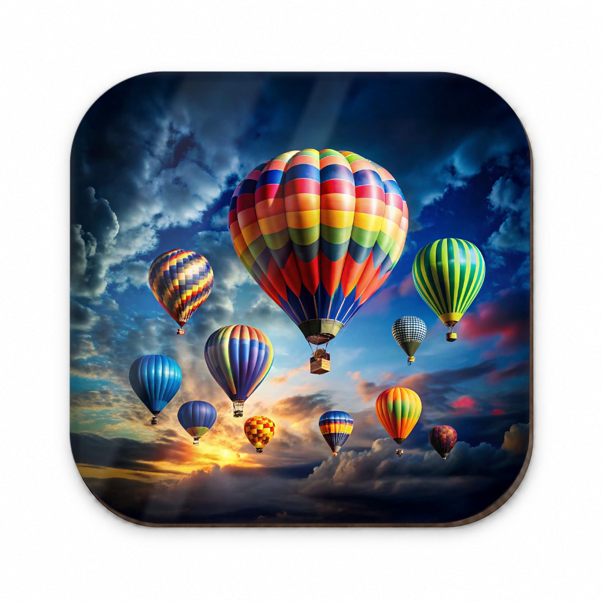 Hot Air Balloons Against a Cloud Covered Deep Blue Sky Fridge Magnet