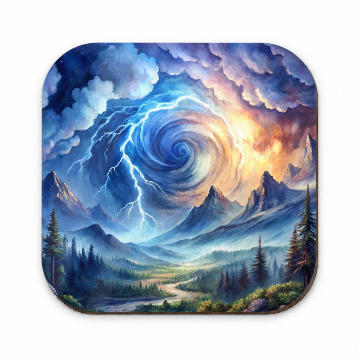 Hurricane and Lightning At Night in the Mountains Watercolor Fridge Magnet