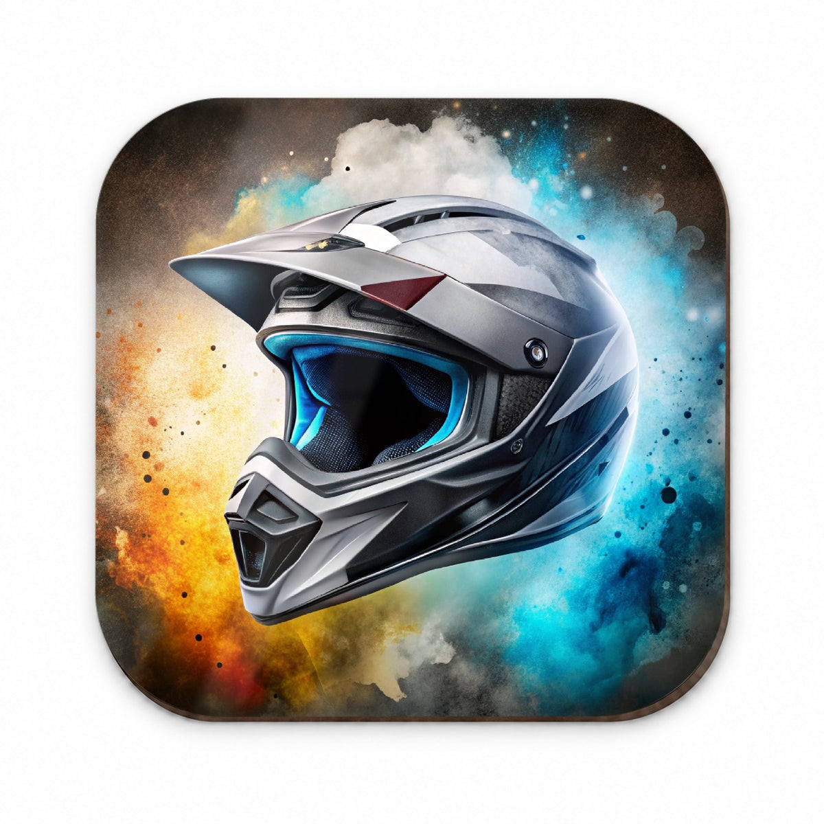 Motocross Racing Bike Helmet Black Watercolor Fridge Magnet