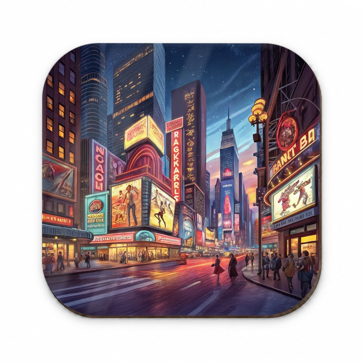 Neon Lights of City Center at Night Fridge Magnet