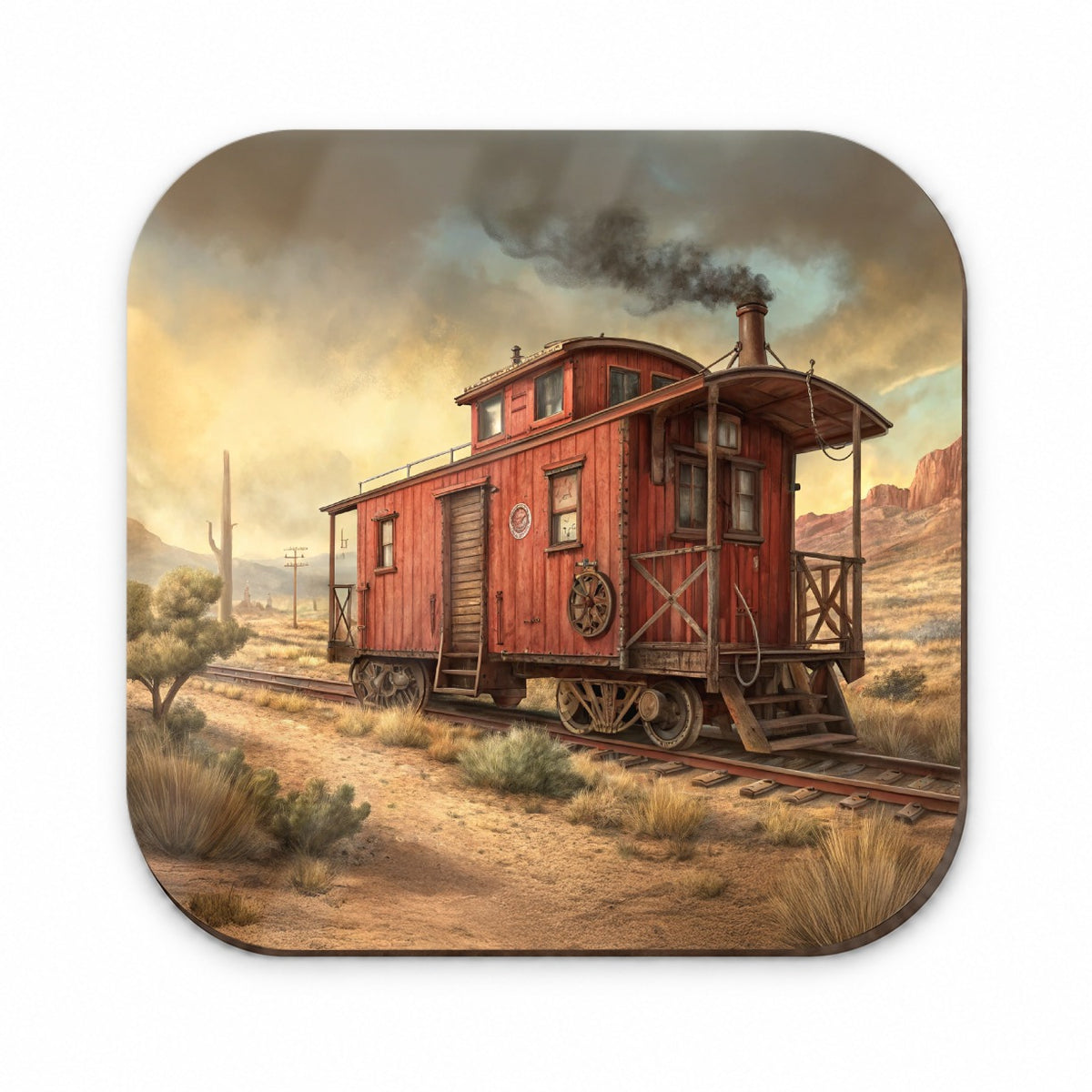 Red Train Caboose Old West Western Fridge Magnet