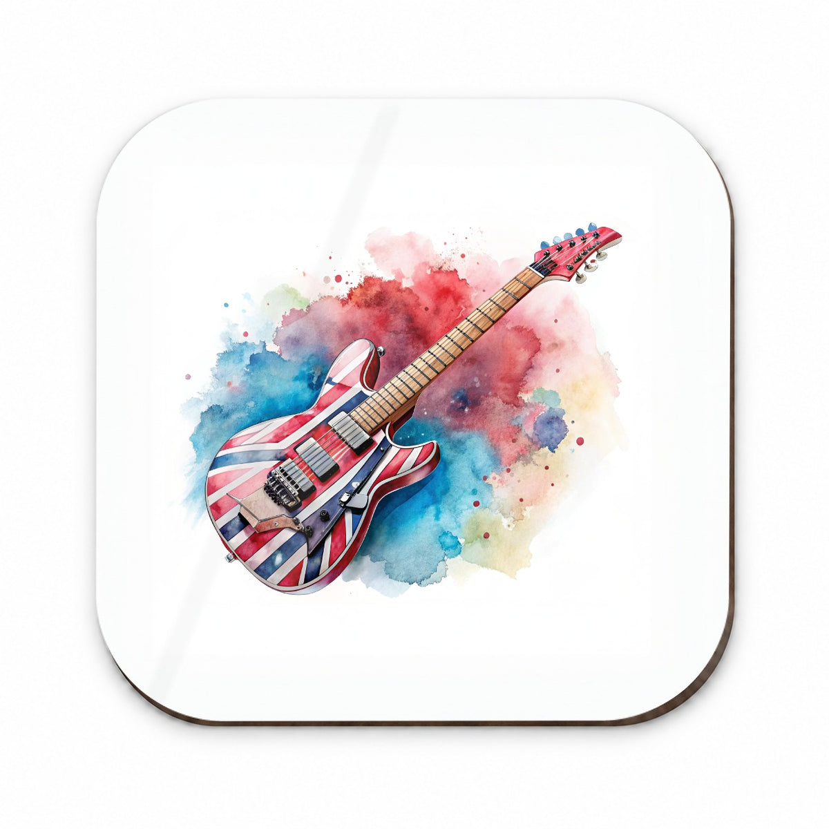 Red White Blue Rock and Roll Guitar Watercolor Fridge Magnet