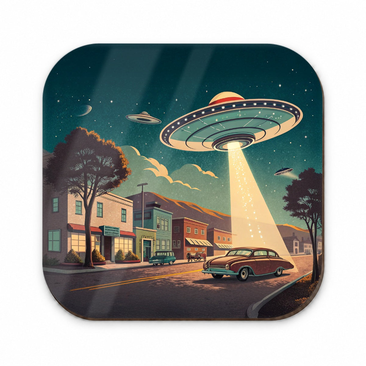 Retro Sci-fi 50's Poster Art Flying Saucer Fridge Magnet