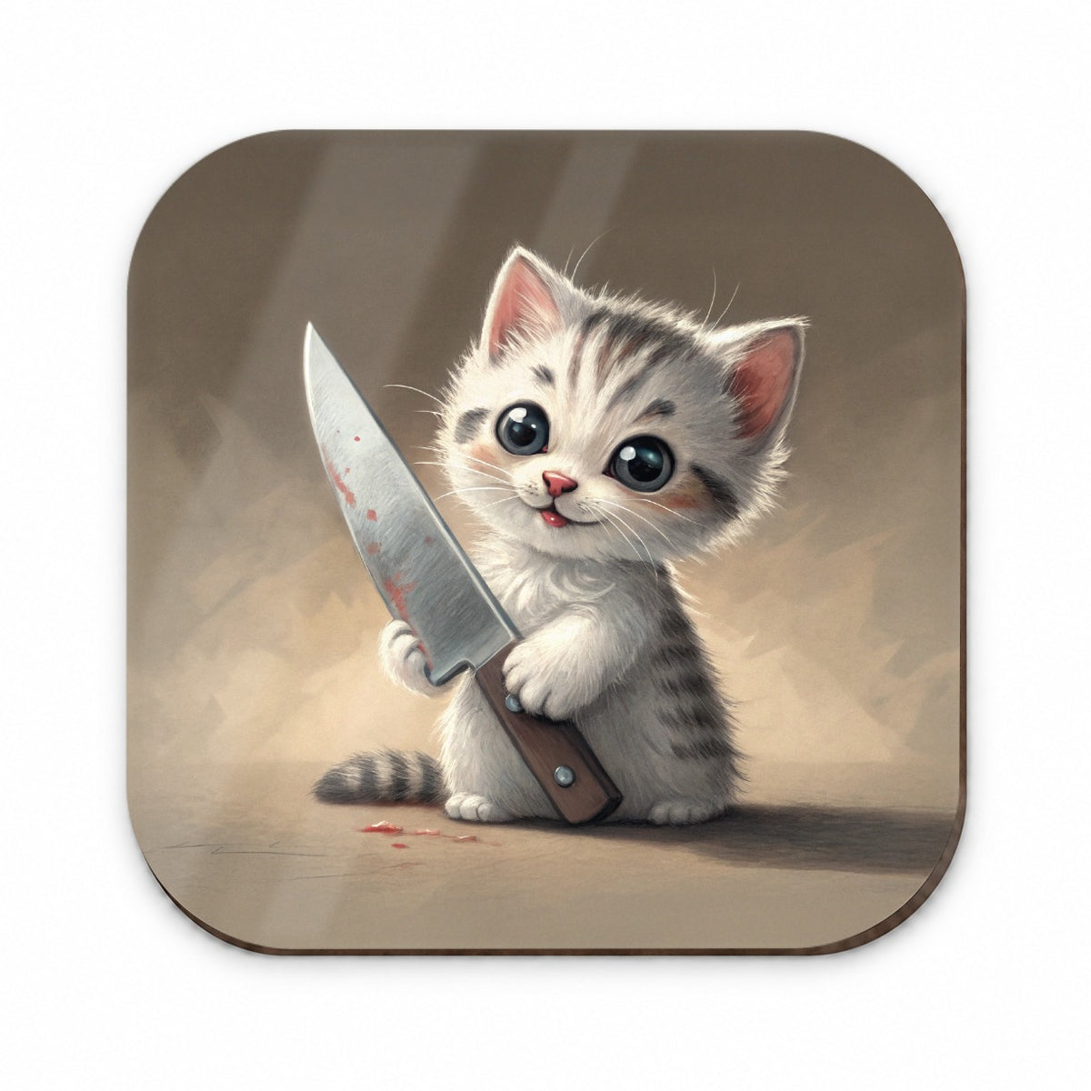 Small Cute Cat Kitten with a Butcher Knife Funny Fridge Magnet