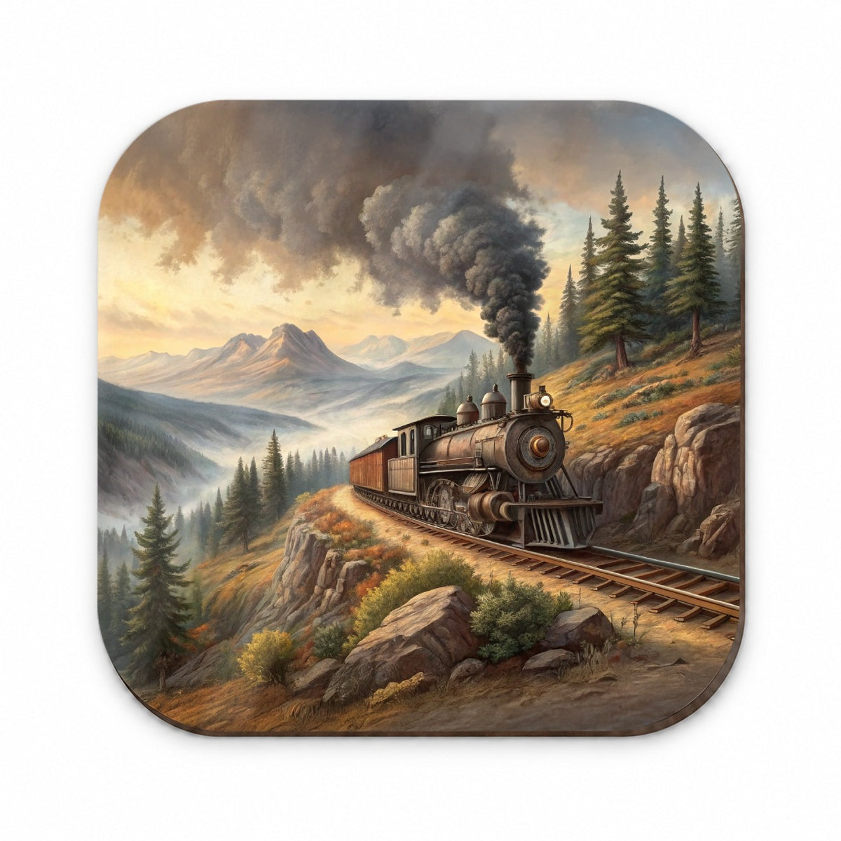 Steam Locomotive Coming Around The Mountain Old West Western Fridge Magnet