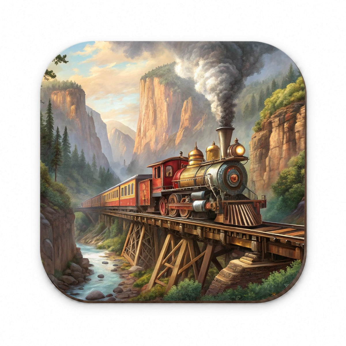 Steam Locomotive Crossing Gorge Old West Western Fridge Magnet