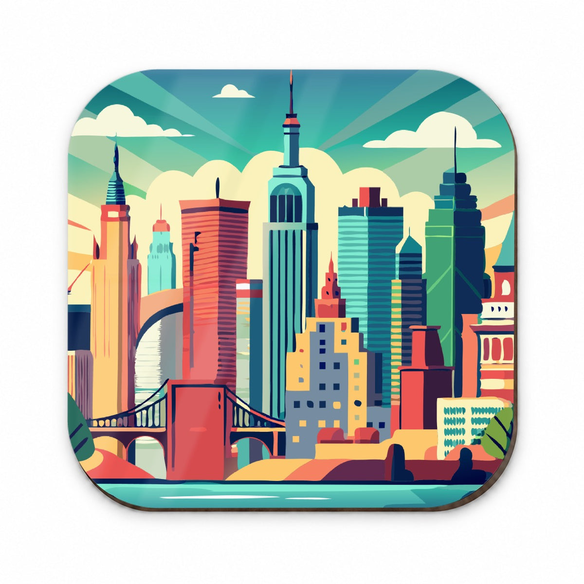 Vibrant Colored New York City Skyline Landscape Fridge Magnet
