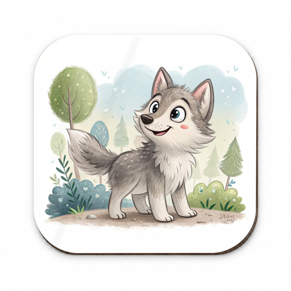 Wolf Children's Illustration Style Fridge Magnet