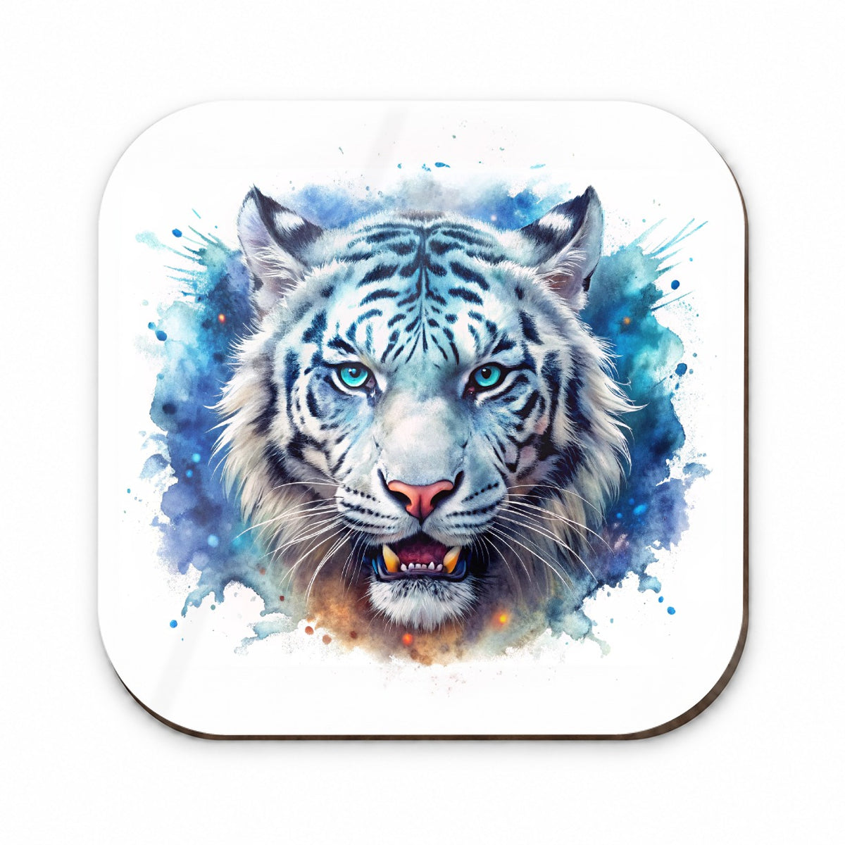Angry White Tiger Watercolor Fridge Magnet
