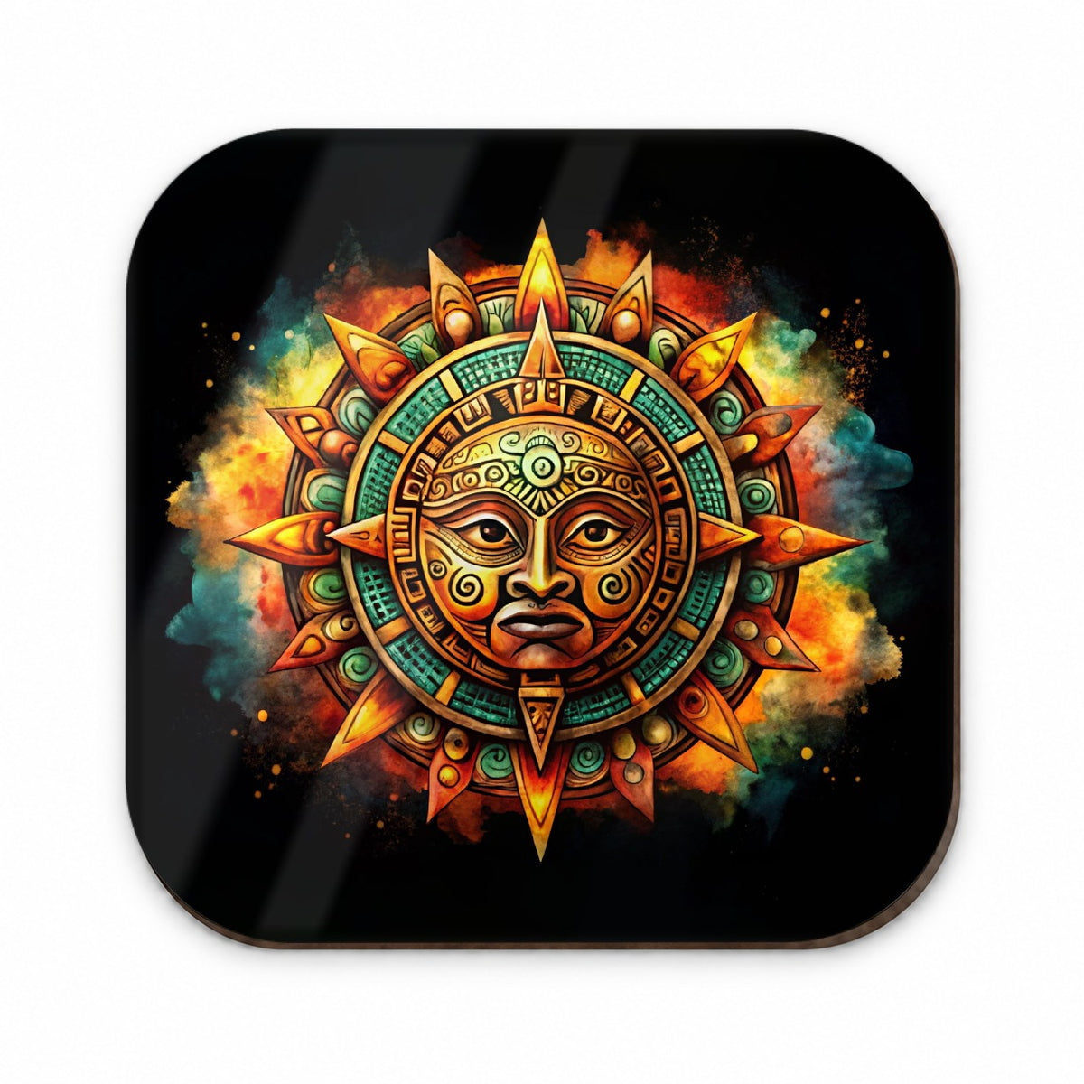 Aztec Sun God Symbol Watercolor Fridge Magnet