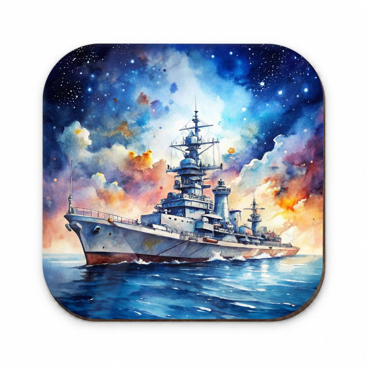 Battleship Under Fantasy Sky Watercolor Fridge Magnet
