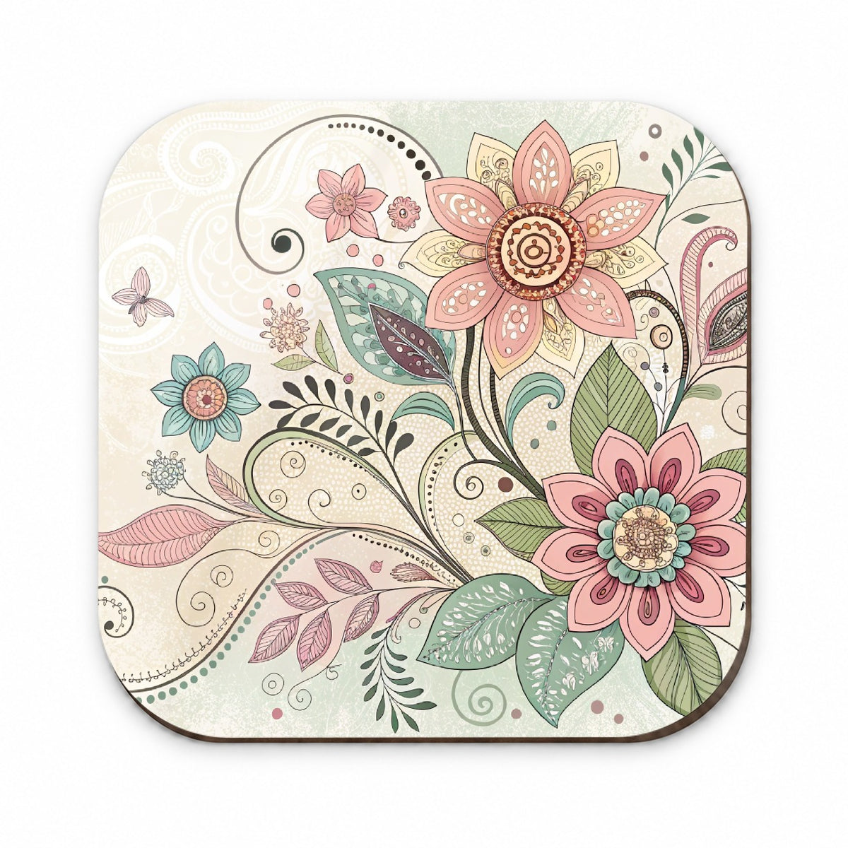 Boho Floral Flowers Leaves Fridge Magnet
