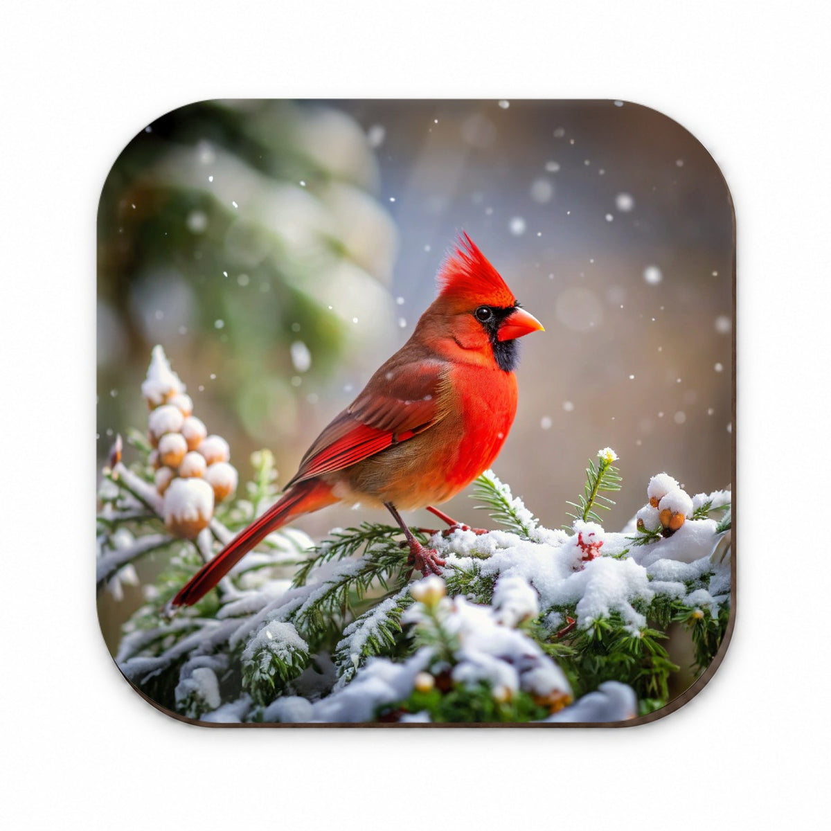 Cardinal In Winter Backyard Bird Fridge Magnet