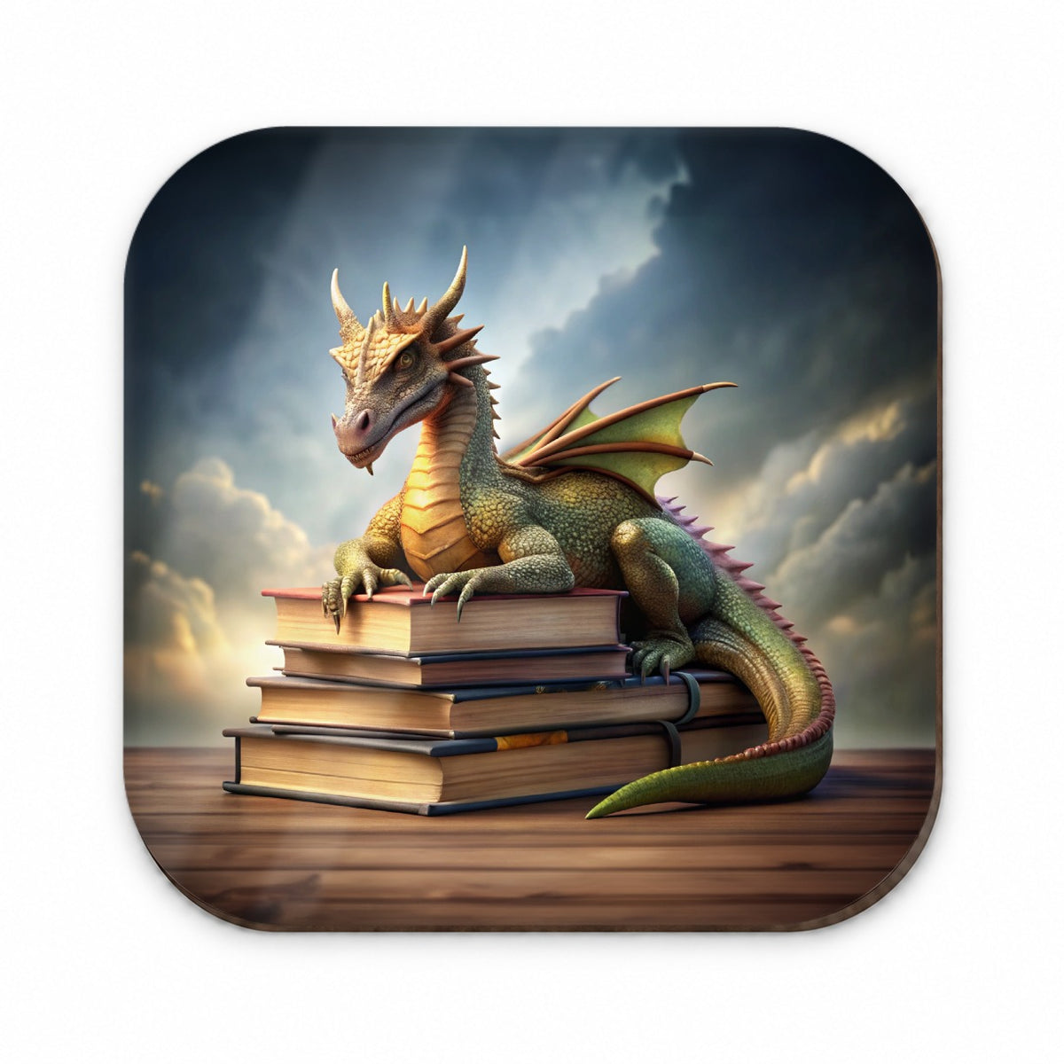 Dragon Laying On Top Of Books Reading Fridge Magnet