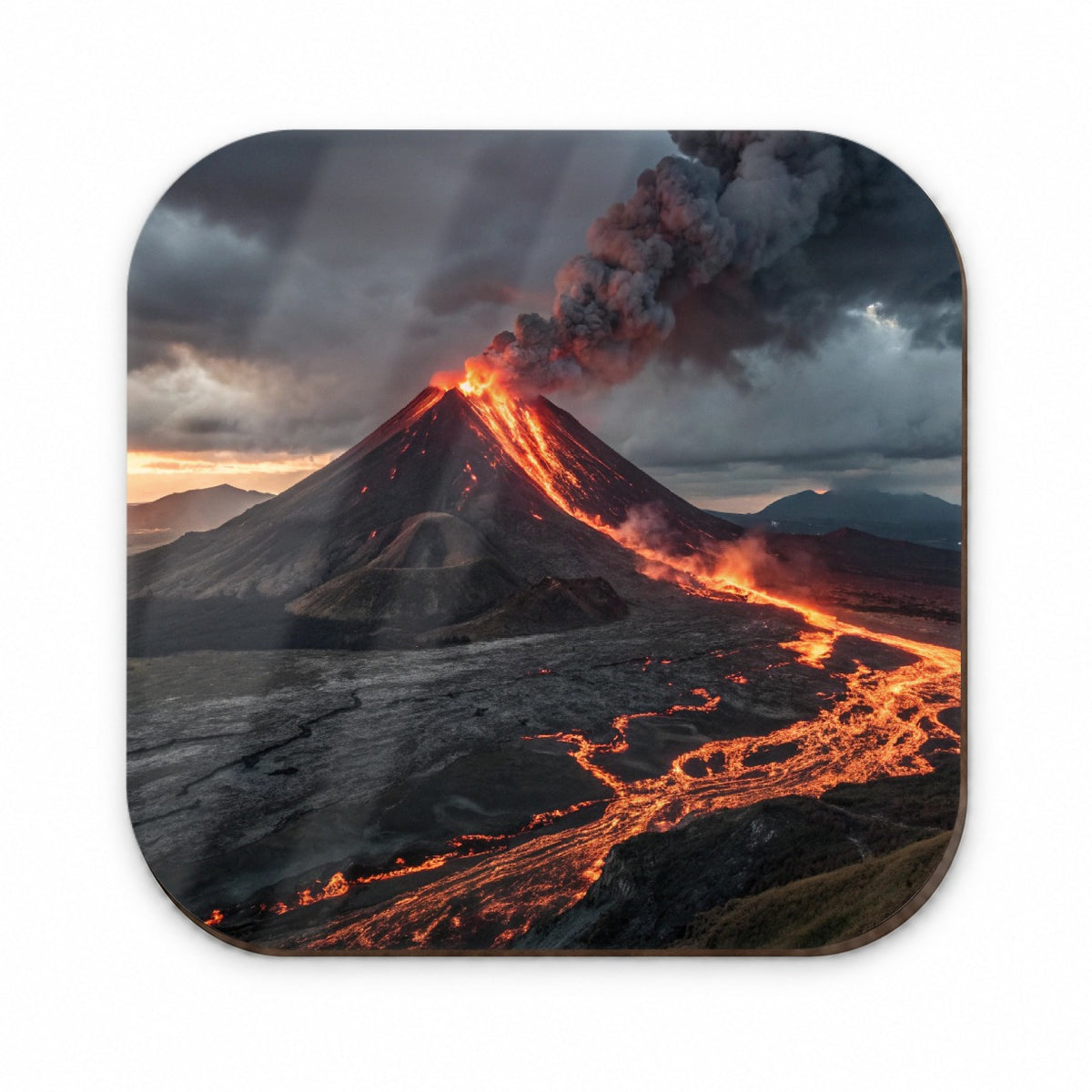 Erupting Volcano With Flowing Lava Fridge Magnet