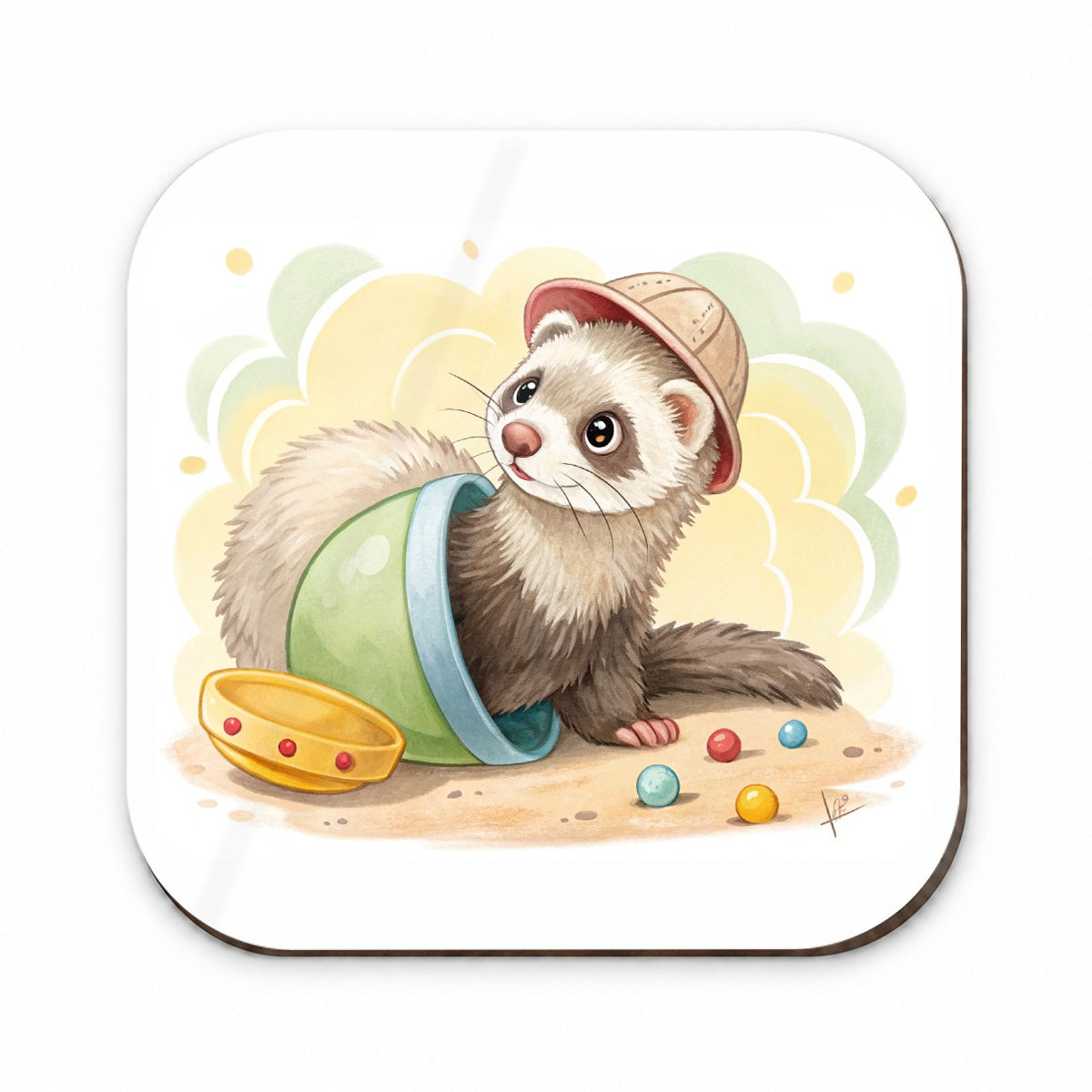 Ferret Children's Illustration Style Fridge Magnet
