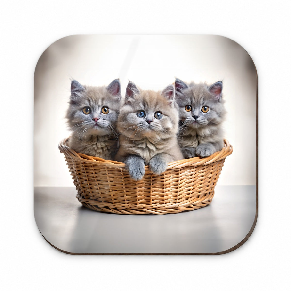 Gray British Longhair Kittens In A Basket Fridge Magnet