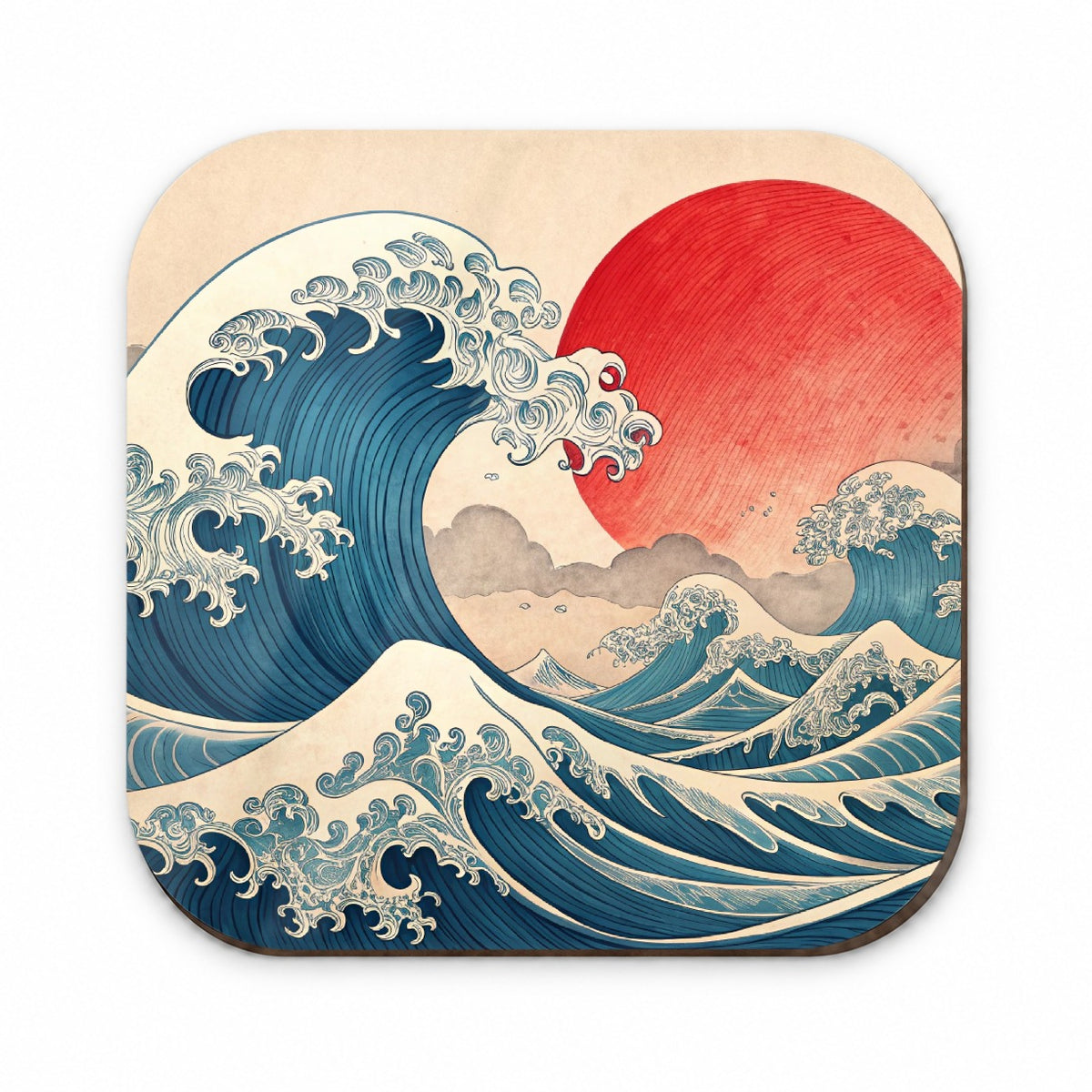 Japanese Blue Ocean Waves Large Sun Fridge Magnet