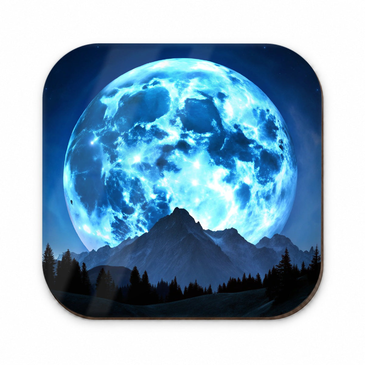 Large Blue Moon Over Mountain Range Fridge Magnet