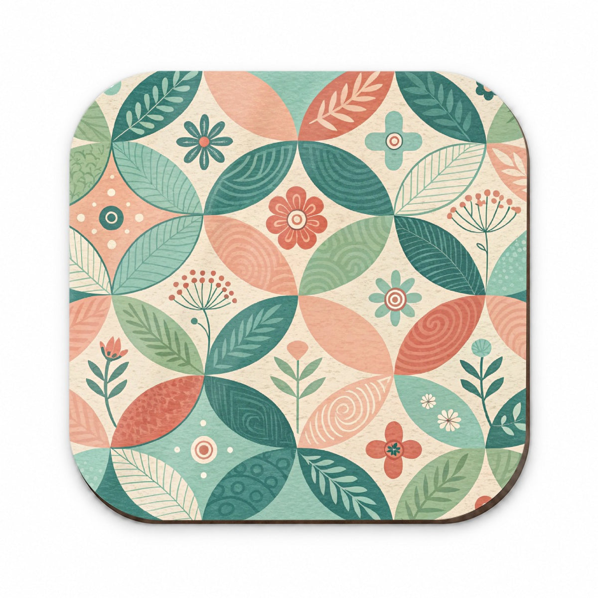 Mid-Century Flower Leaf Pattern Design Fridge Magnet