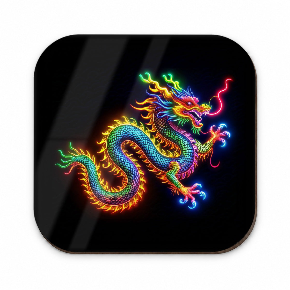 Neon Asian Dragon Fridge Magnet
