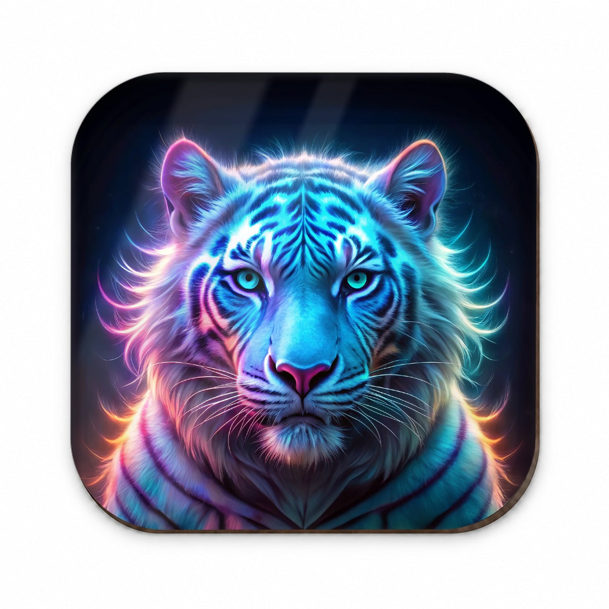 Neon White Tiger Face Fridge Magnet