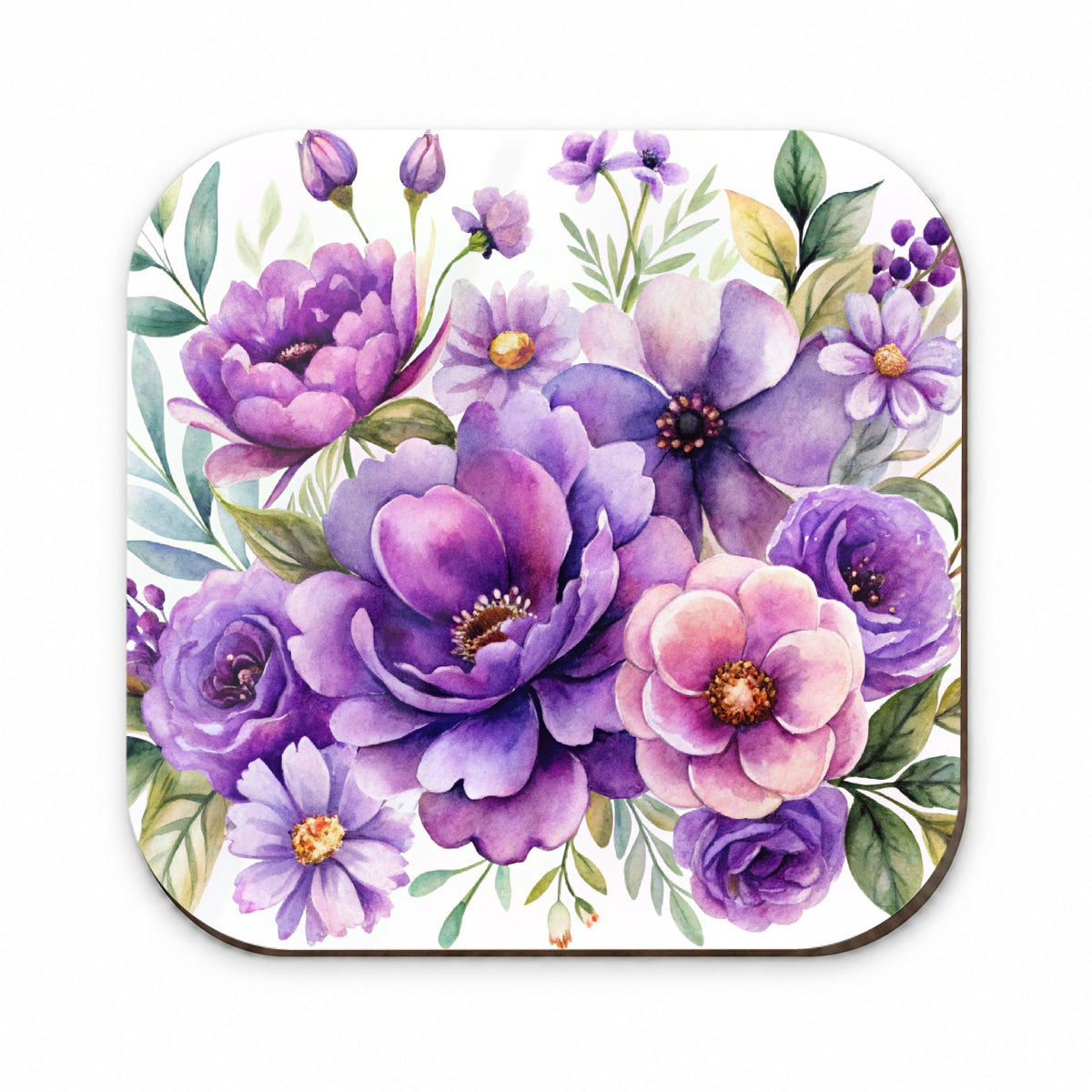 Purple Watercolor Flowers Fridge Magnet