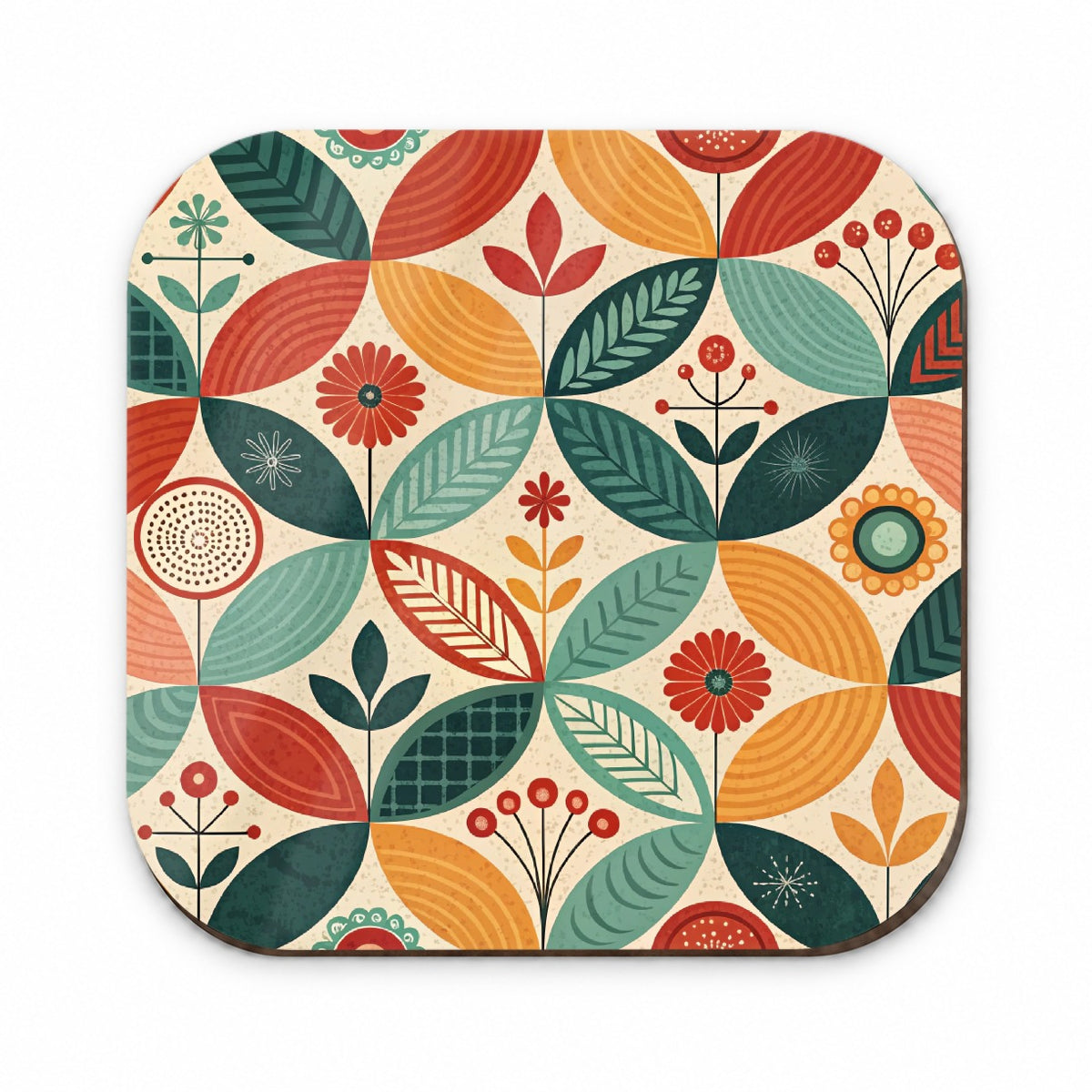 Retro Mid-Century Leaf Pattern Fridge Magnet