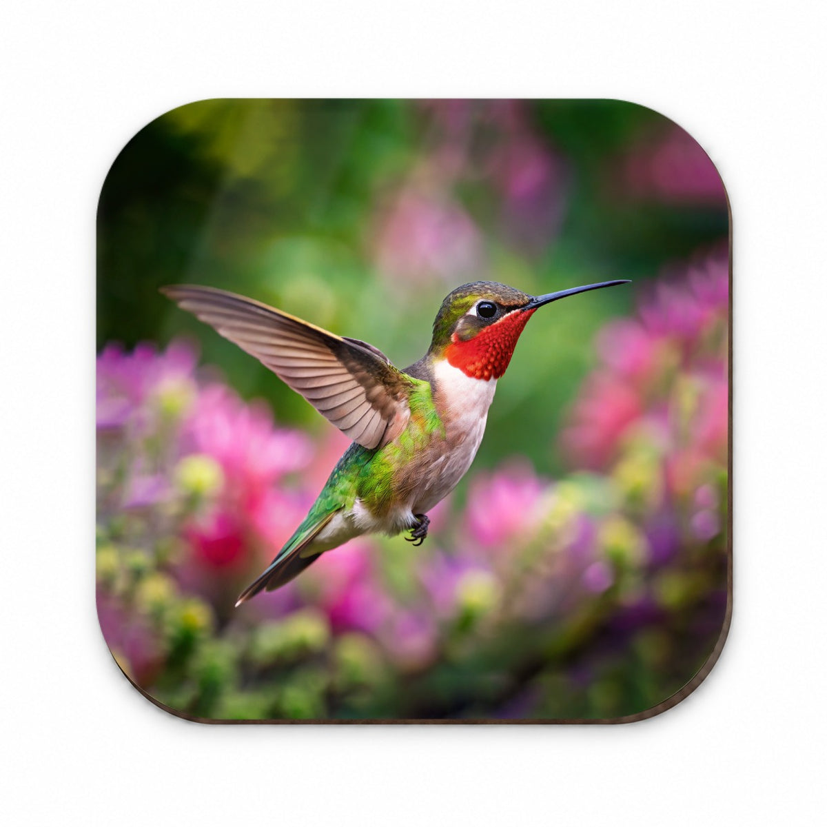 Ruby Throated Hummingbird Flying Backyard Bird Fridge Magnet