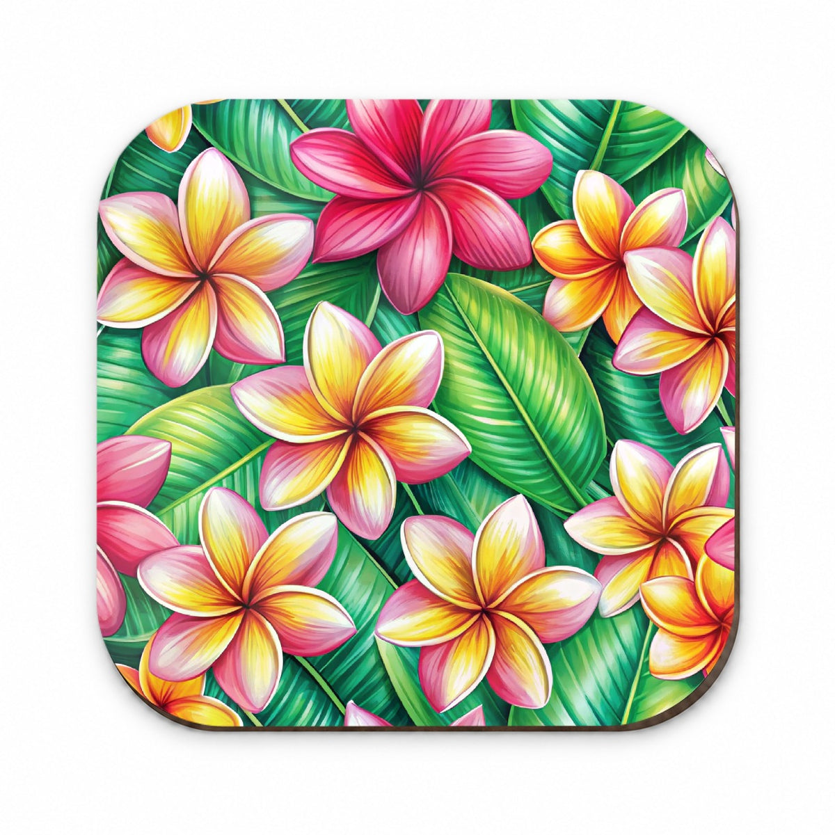 Tropical Plumeria Floral Pattern Fridge Magnet