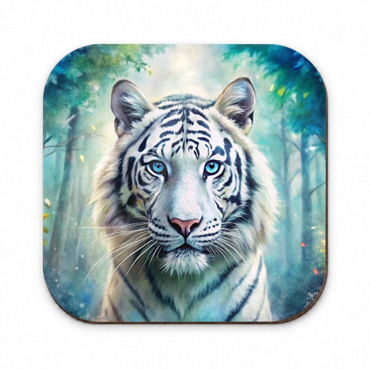 White Tiger In Forest Watercolor Fridge Magnet