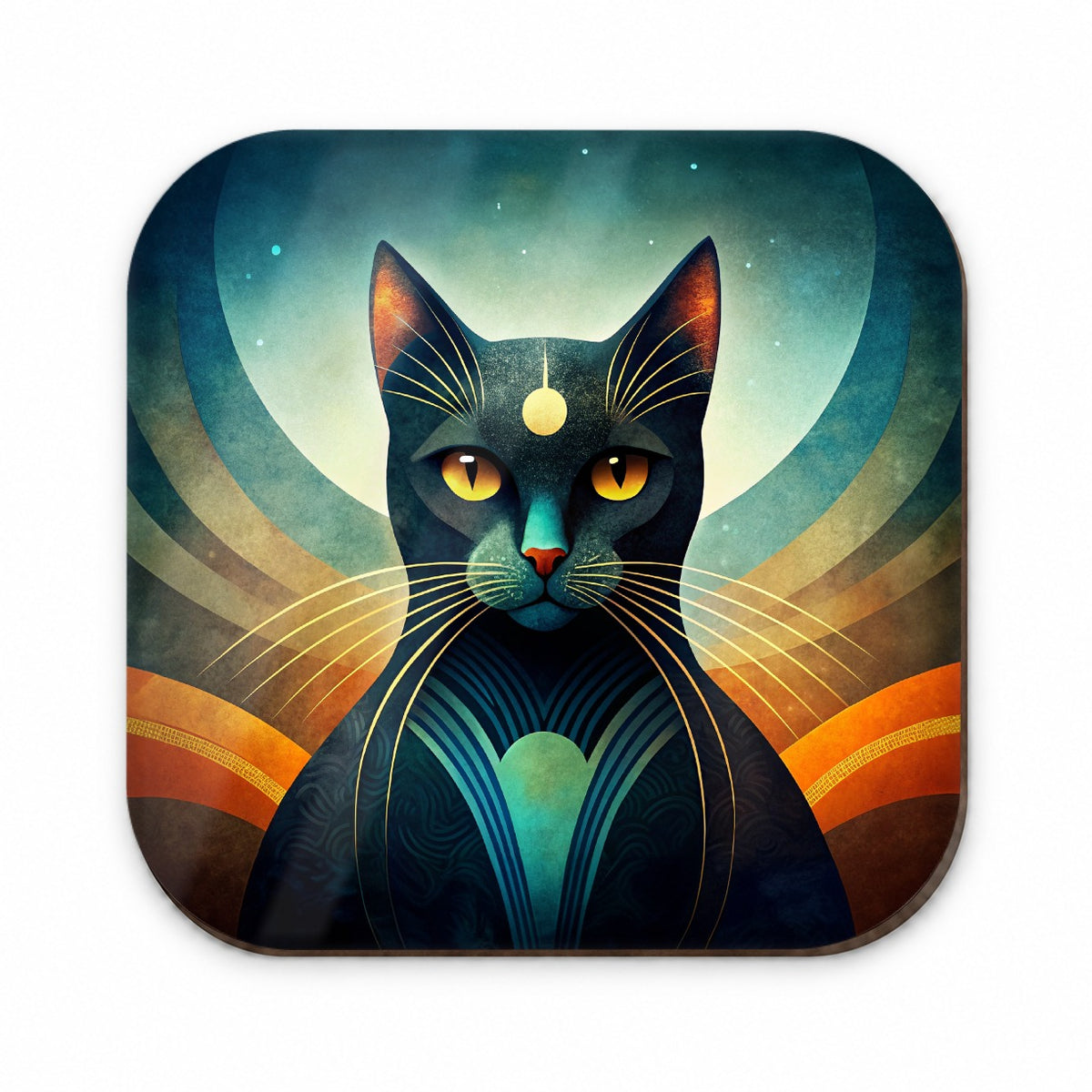 Black Cat Abstract Stylized Art Fridge Magnet