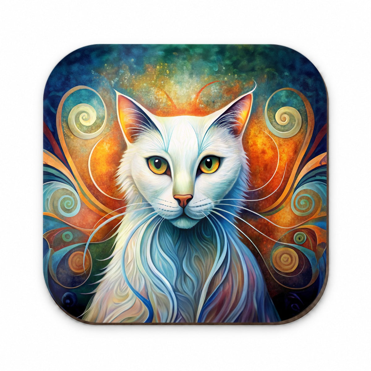 White Cat Abstract Stylized Art Fridge Magnet