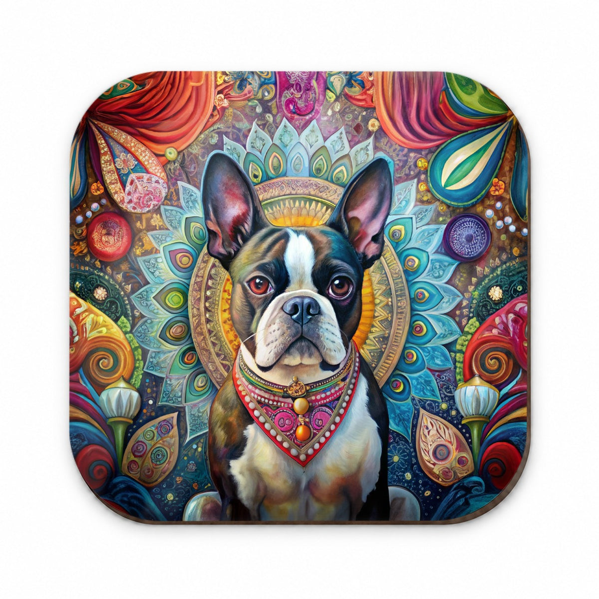 Boston Terrier Dog Bohemian Art Fridge Magnet