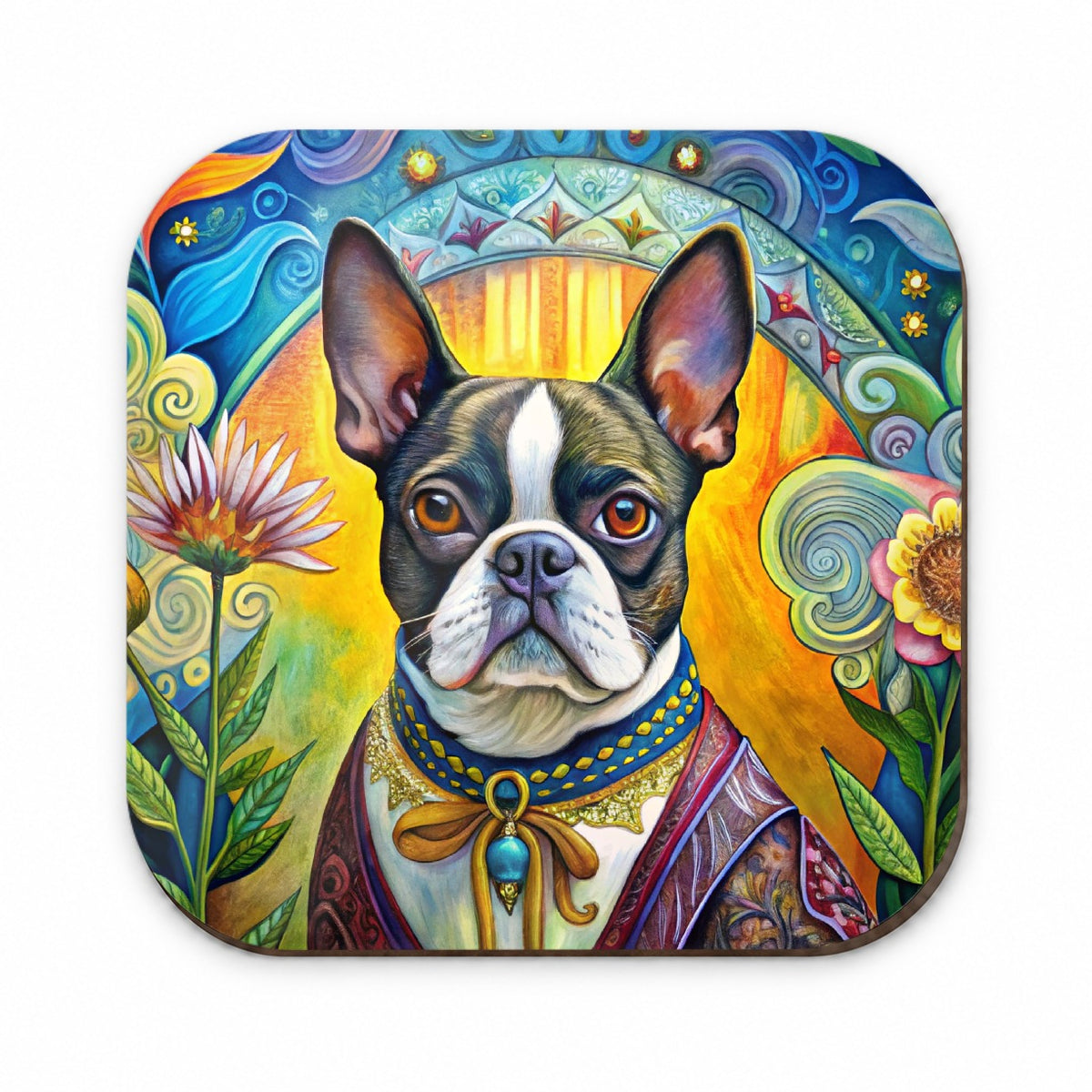 Boston Terrier Dog French Bohemian Art Fridge Magnet