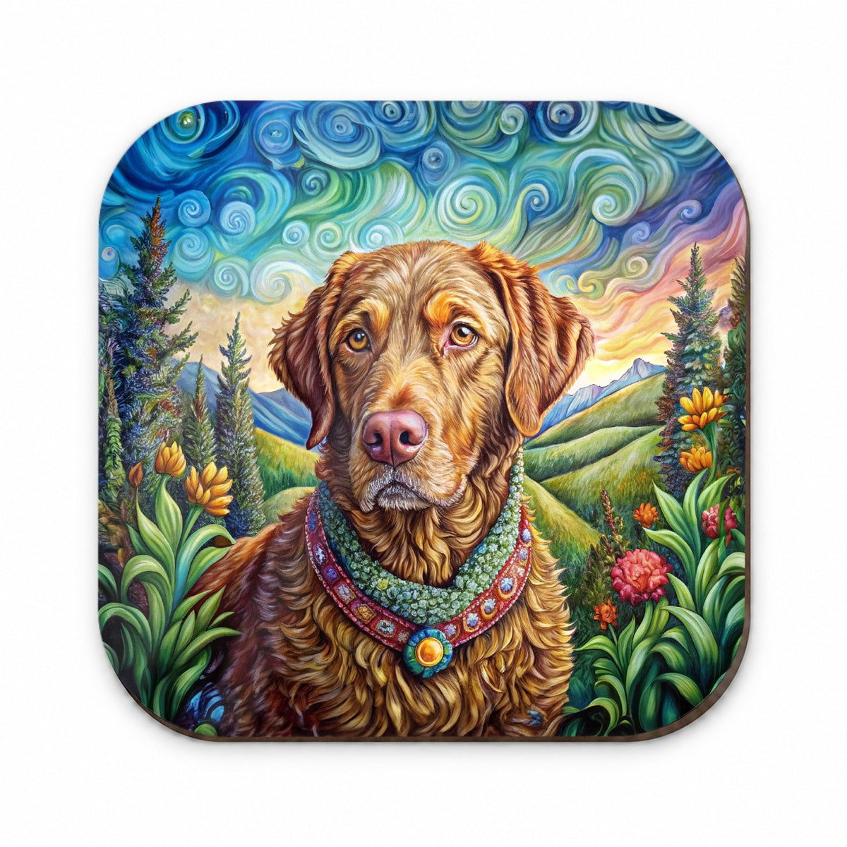 Chesapeake Bay Retriever Dog French Bohemian Art Fridge Magnet