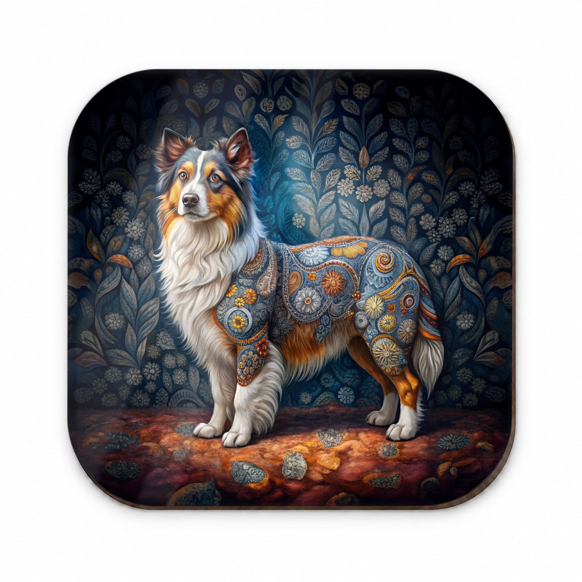 Miniature American Shepherd Dog French Bohemian Art Fridge Magnet