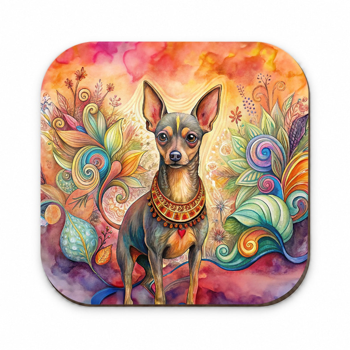 Miniature Pinscher Dog Bohemian Art Fridge Magnet