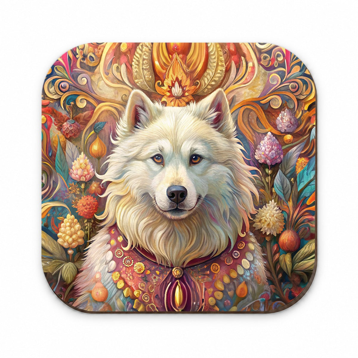 Samoyed Dog French Bohemian Art Fridge Magnet