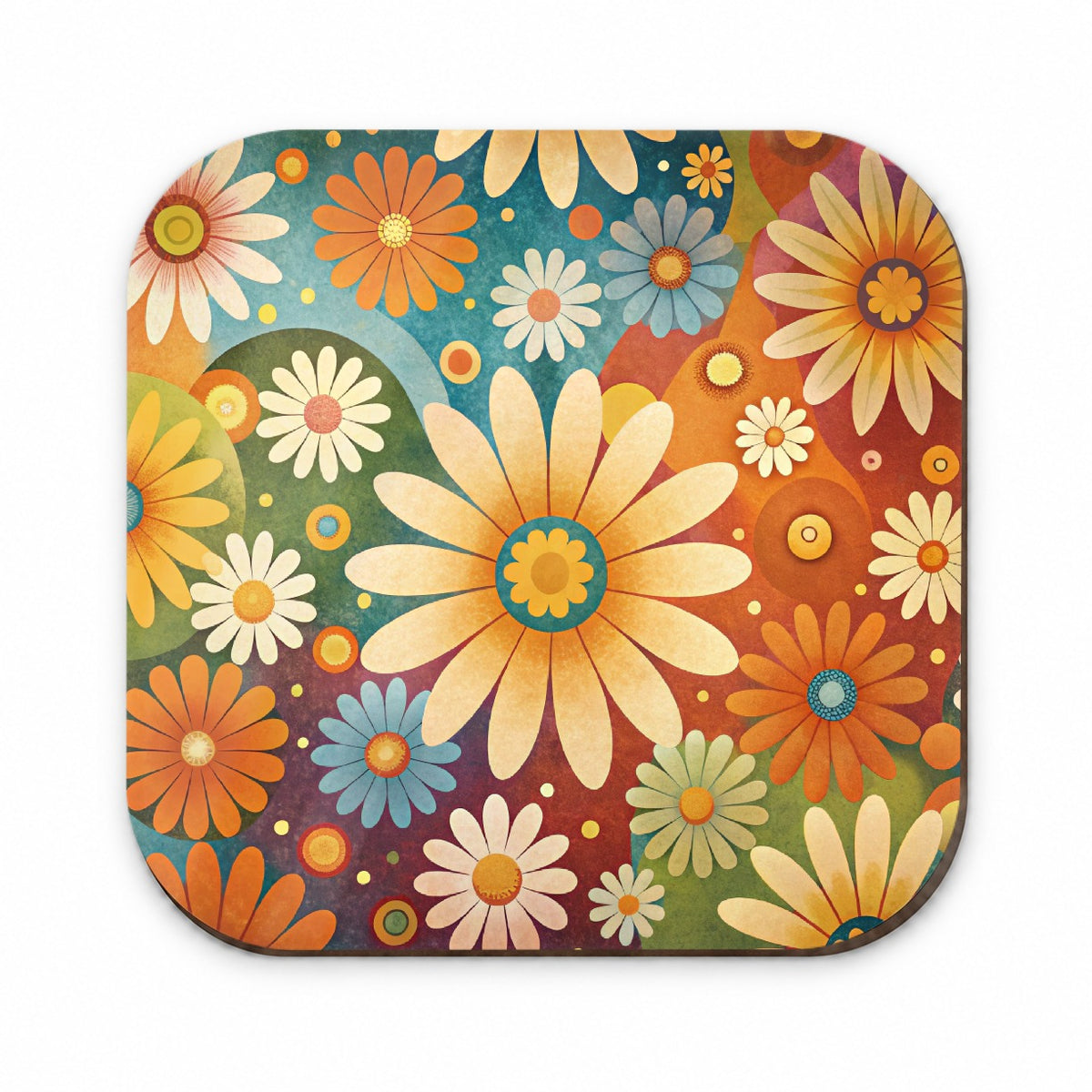 70's Retro Groovy Hippie Daisies Floral Design Fridge Magnet