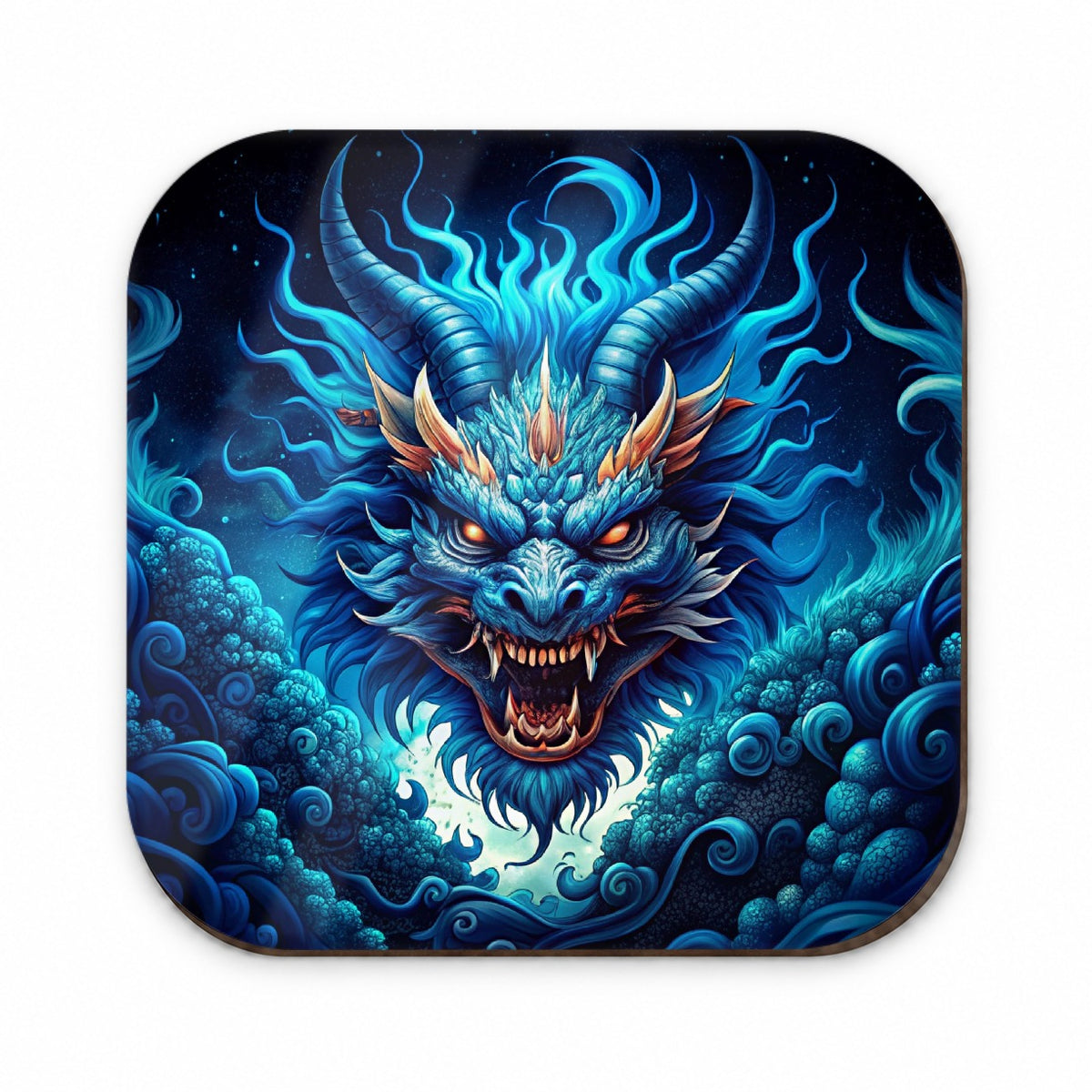 Japanese Asian Blue Spirit Dragon Art Fridge Magnet
