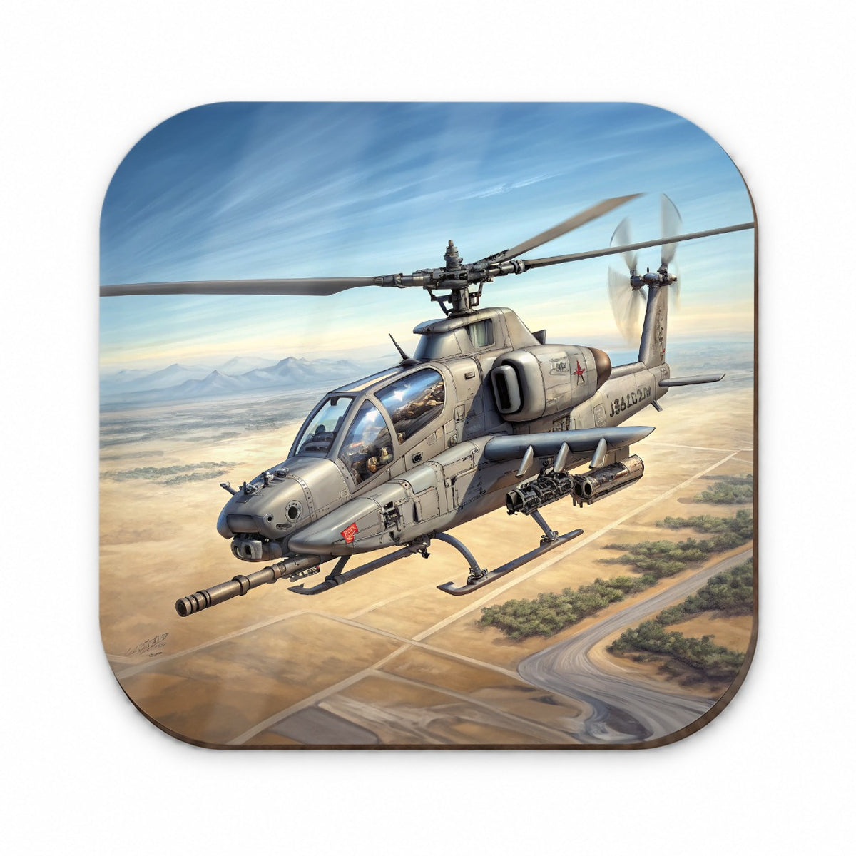 Military Gunship Helicopter In Flight Fridge Magnet