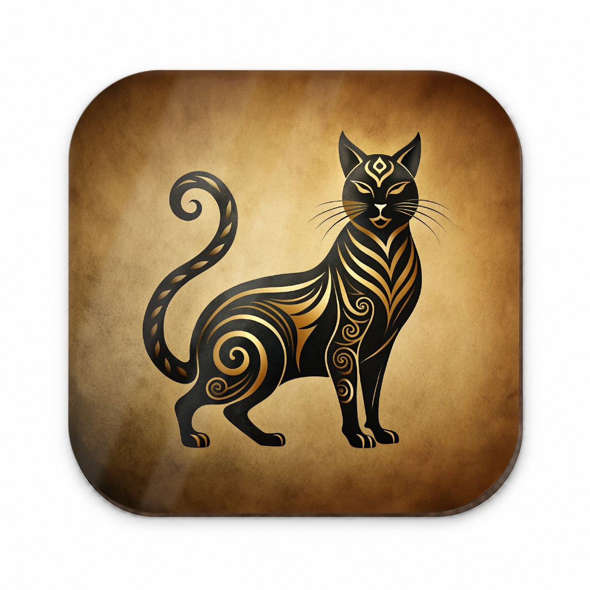 Stylized Black Cat Design Fridge Magnet