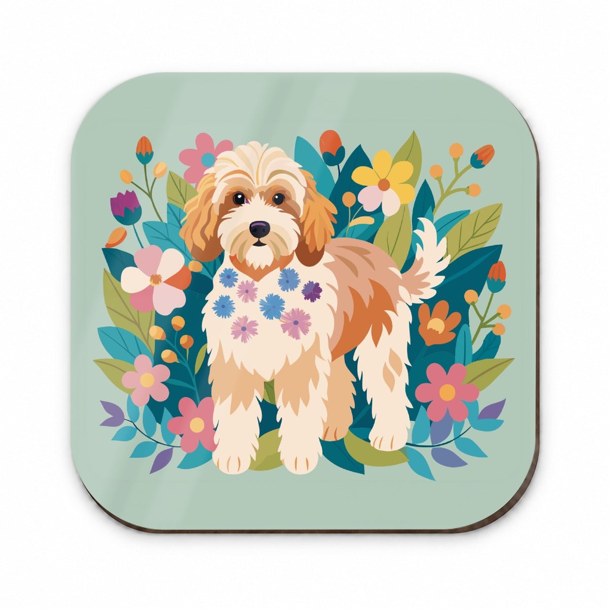 Cockapoo Floral Motif Dog Fridge Magnet