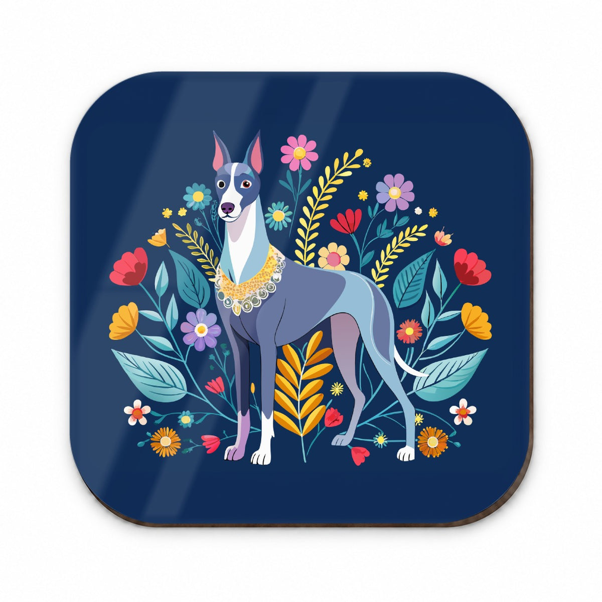 Great Dane Floral Motif Dog Blue Fridge Magnet