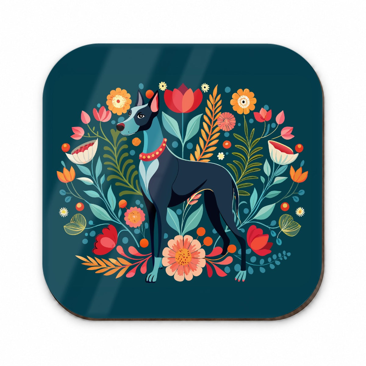 Great Dane Floral Motif Dog Fridge Magnet