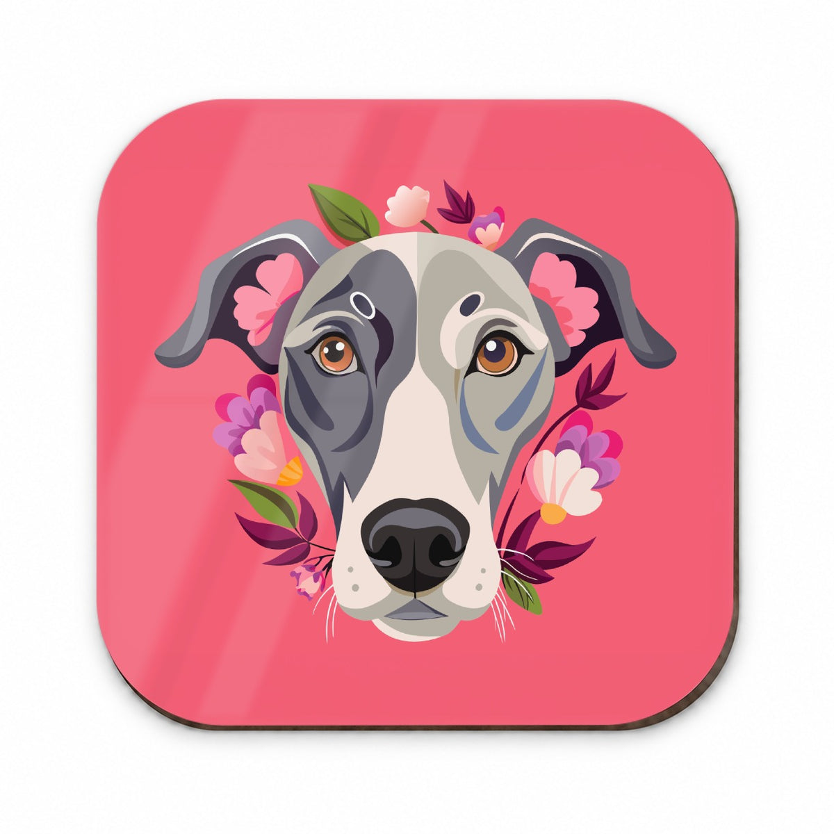 Great Dane Head Floral Pink Dog Fridge Magnet